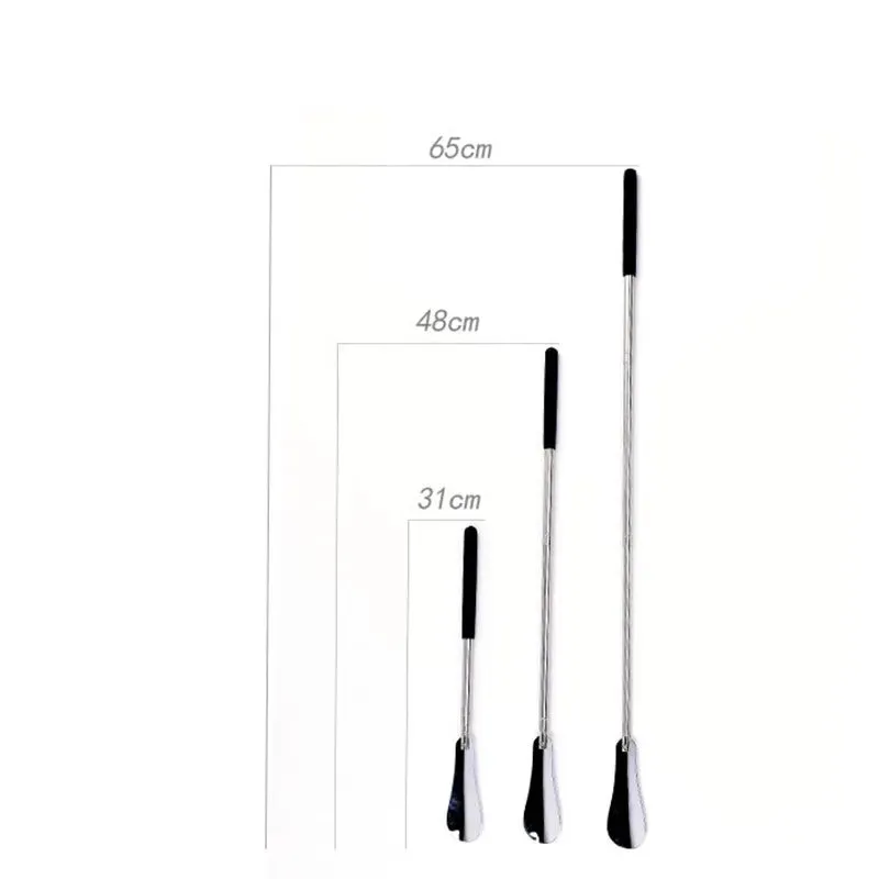 (31-65cm) Telescopic Shoe Horn Ergonomic Shoe Horn - Black / Silver