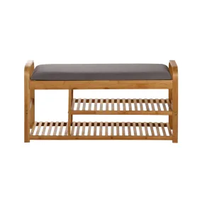 Bamboo Cushioned Bench Shoe Storage