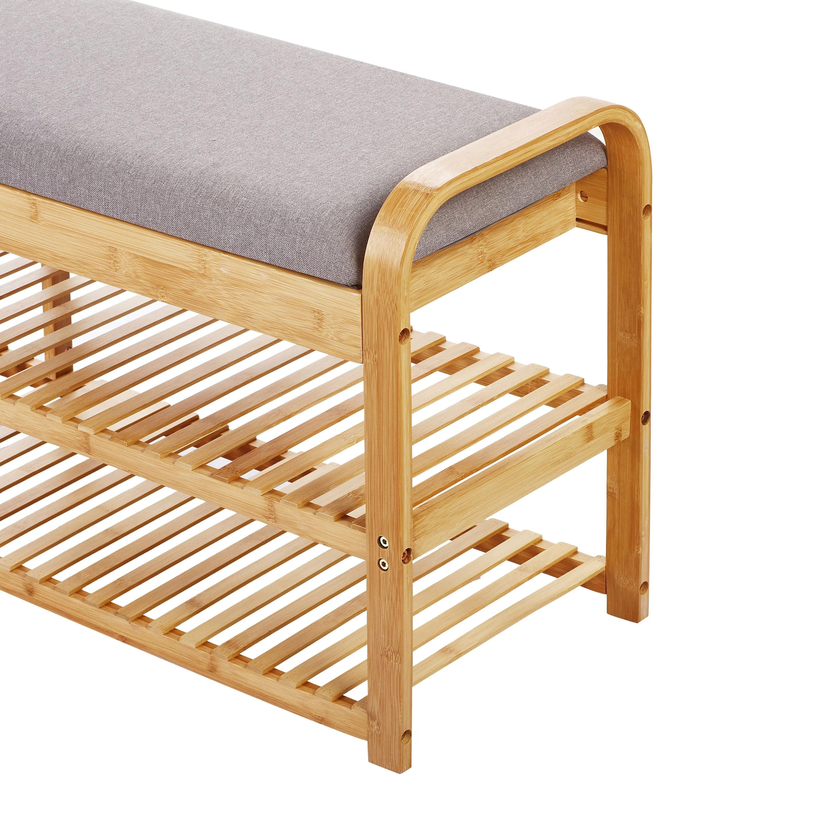 Bamboo Cushioned Bench Shoe Storage