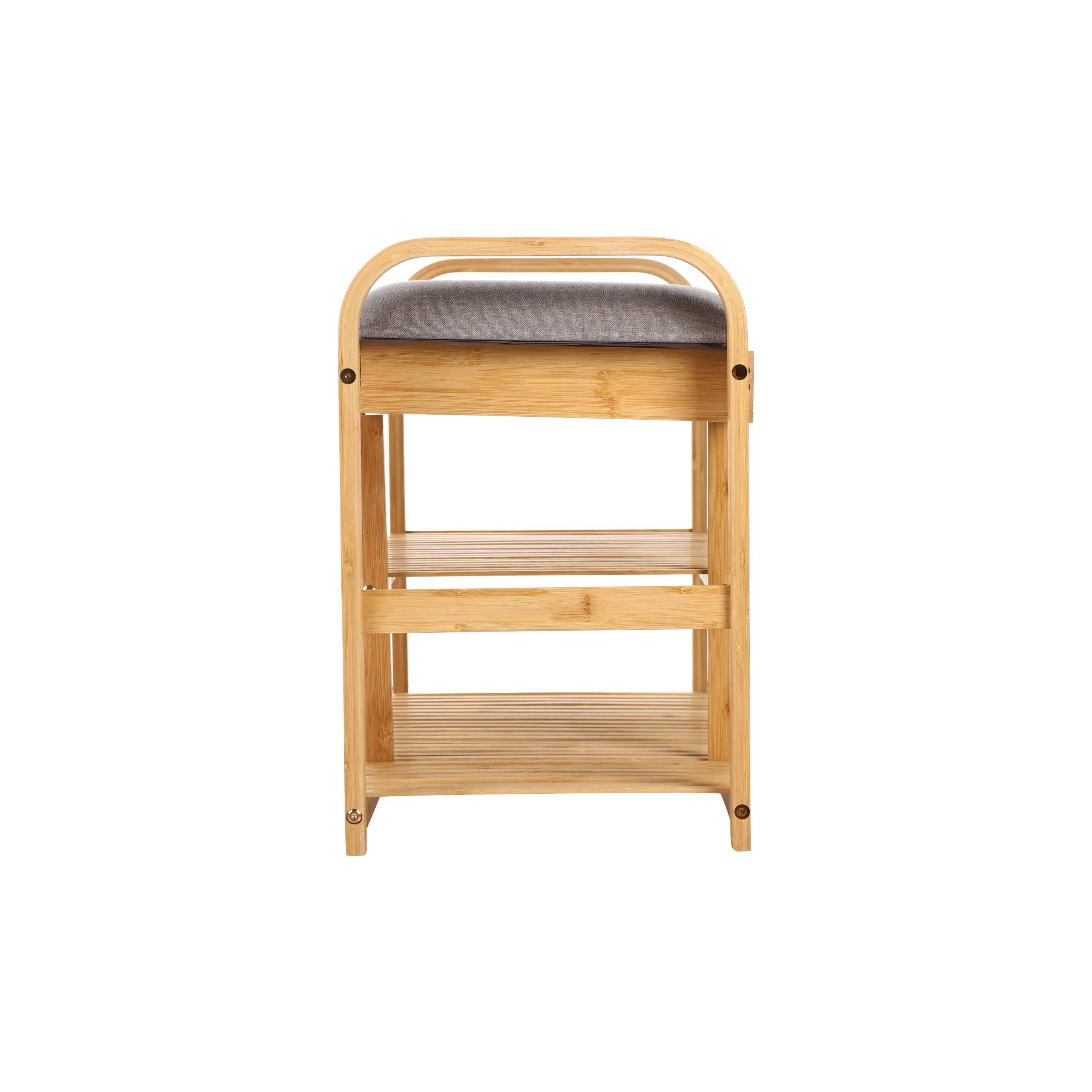 Bamboo Cushioned Bench Shoe Storage