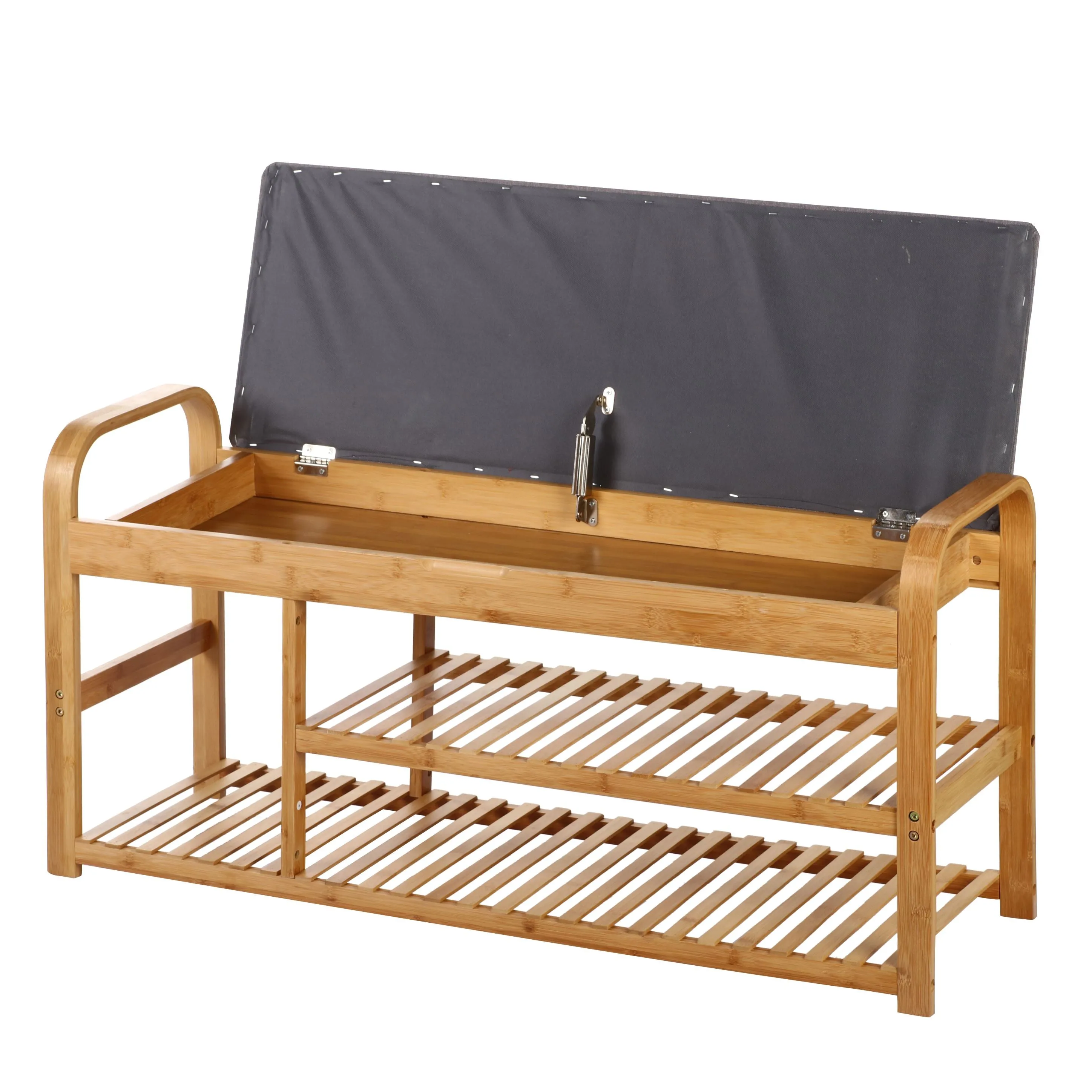 Bamboo Cushioned Bench Shoe Storage