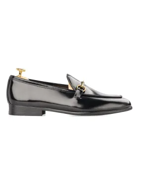Belgian Loafer Horsebit Buckle - Black Polished (Gold Buckle)