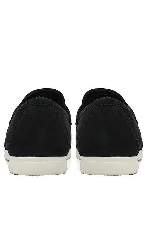 Black Suede Loafers With Logo