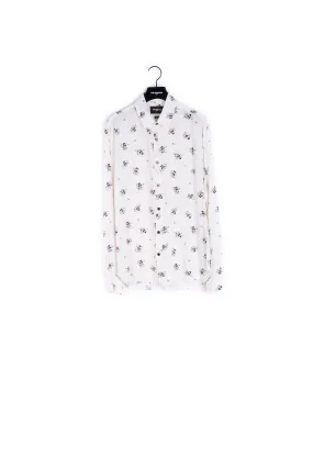 Chemise slim écrue à imprimés fleuris