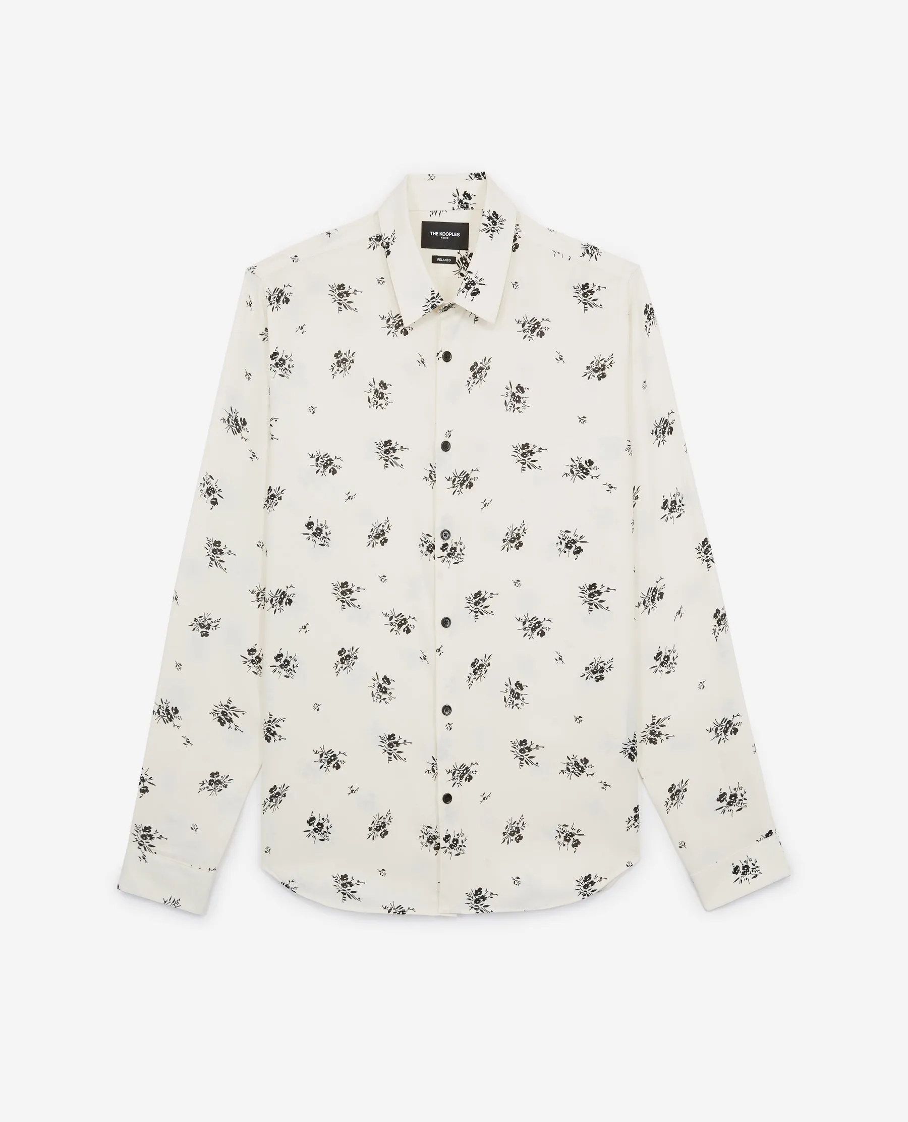 Chemise slim écrue à imprimés fleuris