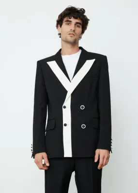 Contrast Lapel Double Breasted Blazer