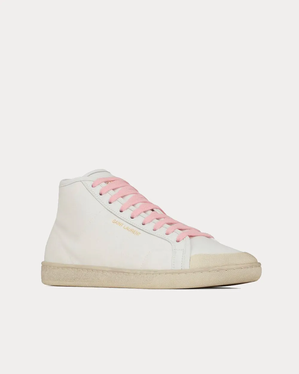 Court Classic Sl/39 Canvas And Leather Off-White Mid Top Sneakers