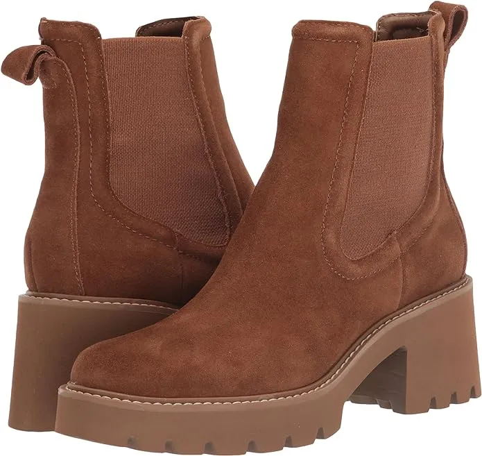 Dolce Vita Hawk H2O Chestnut Suede Fashion Pull On Rounded Toe Waterproof Boots