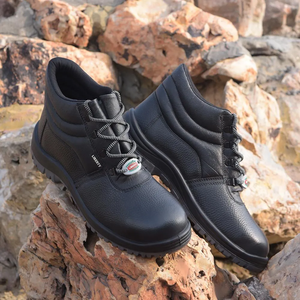 Freedom By Liberty Mens SURAKSHAAK Black Safety Lacing Shoes