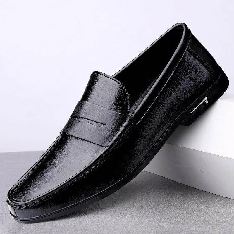 Men Loafers Breathable Office Shoes Genuine Leather