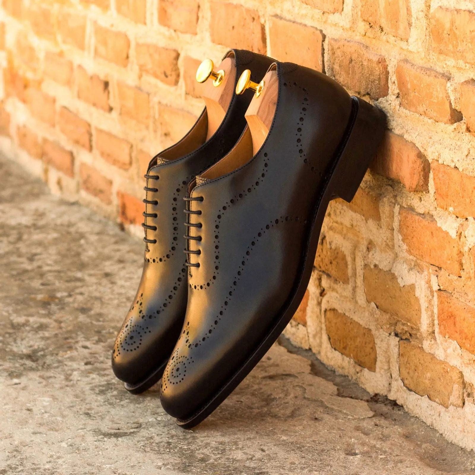 Men's Wholecut Leather Shoes Goodyear Welt Wide Plus Size Black 3448