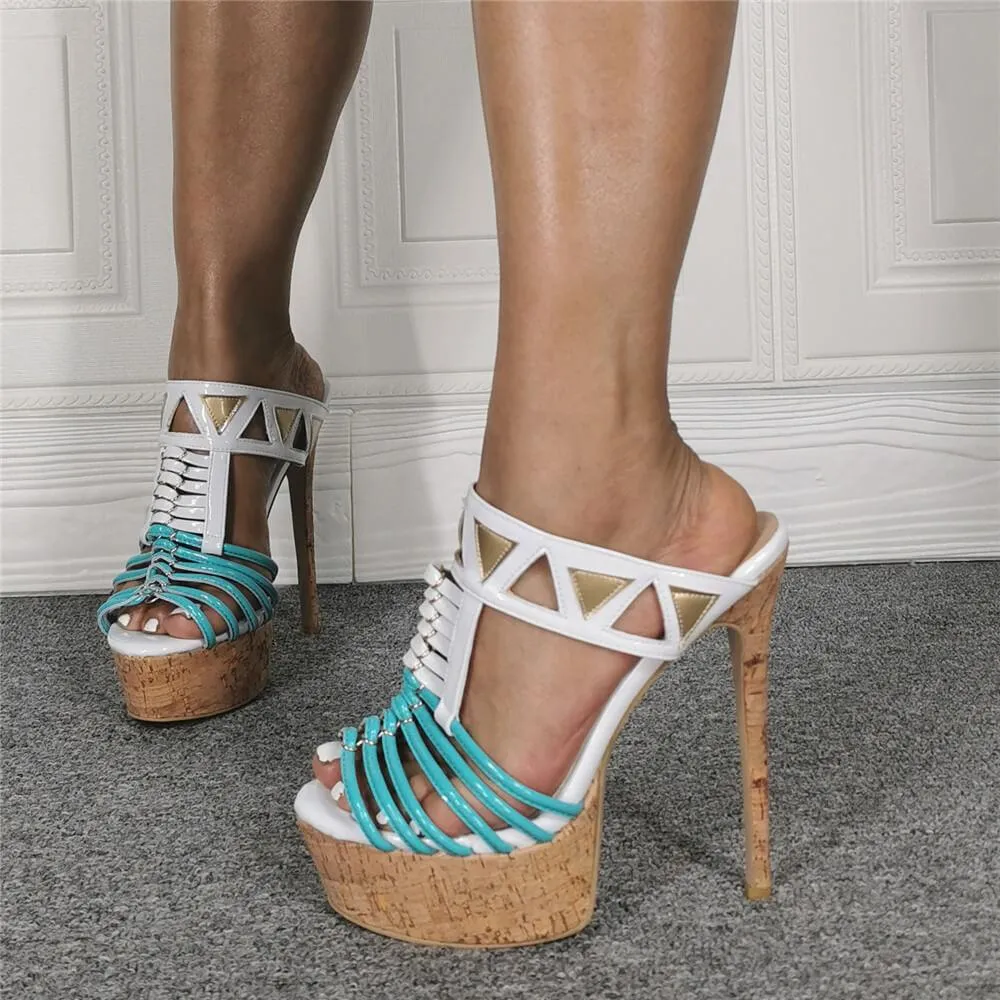 Multi Platform Peep Toe High Heel Sandals