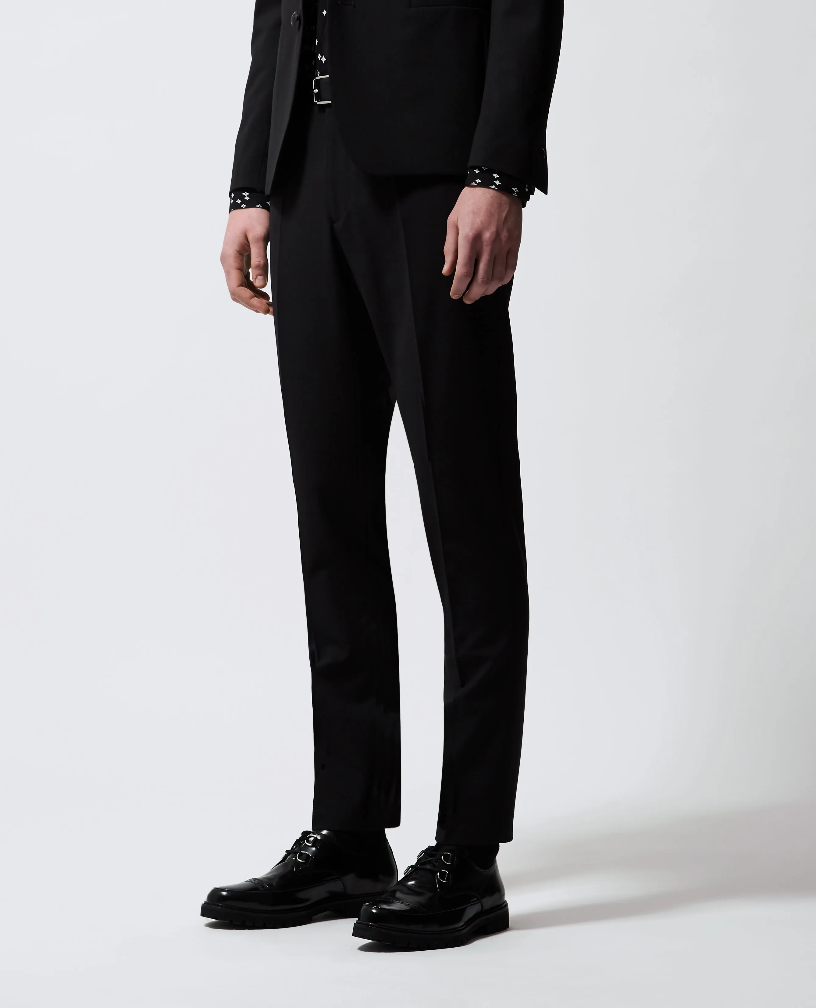 Pantalon costume noir laine stretch slim