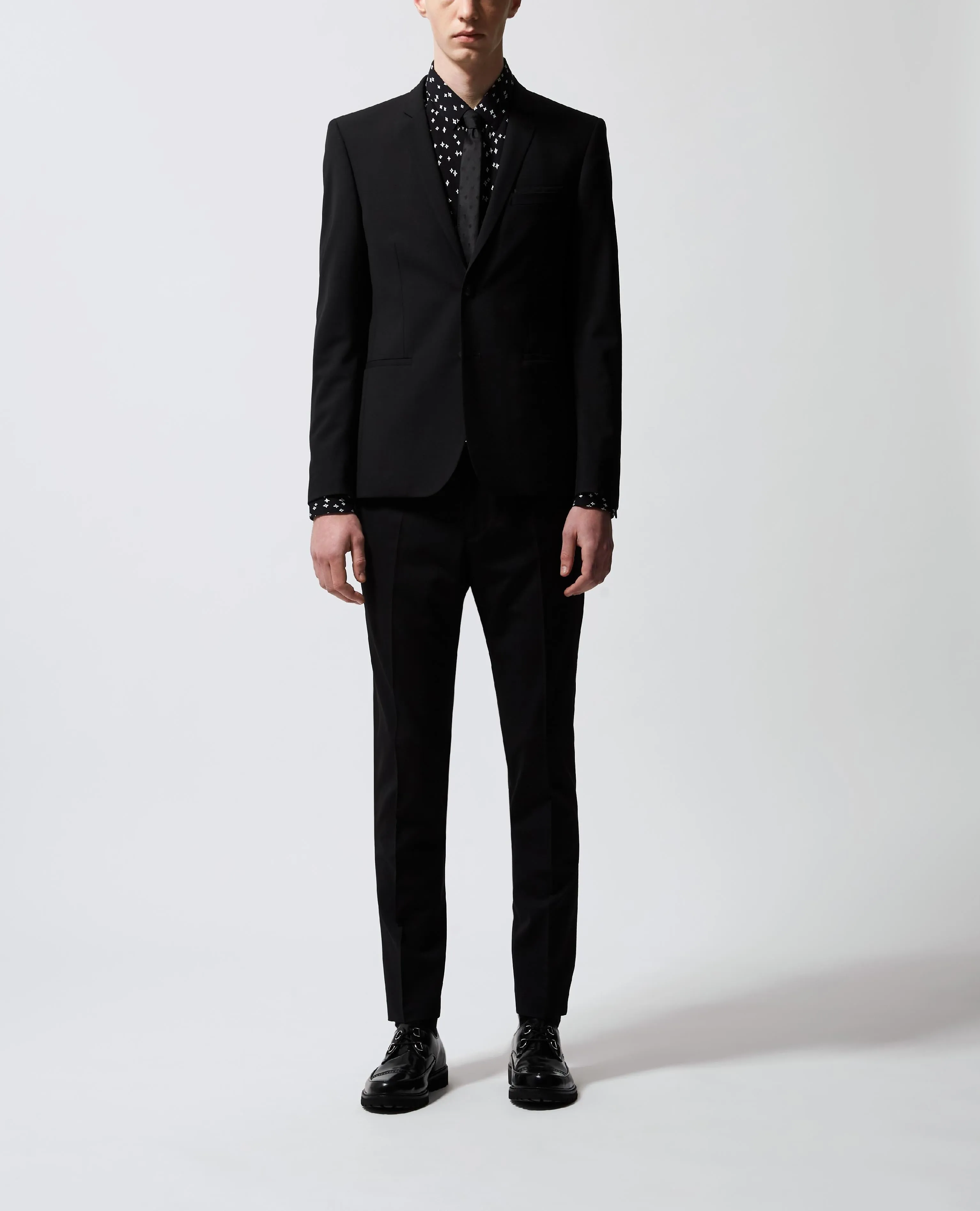 Pantalon costume noir laine stretch slim