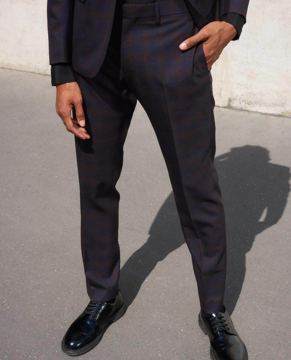 Pantalon costume slim laine noir