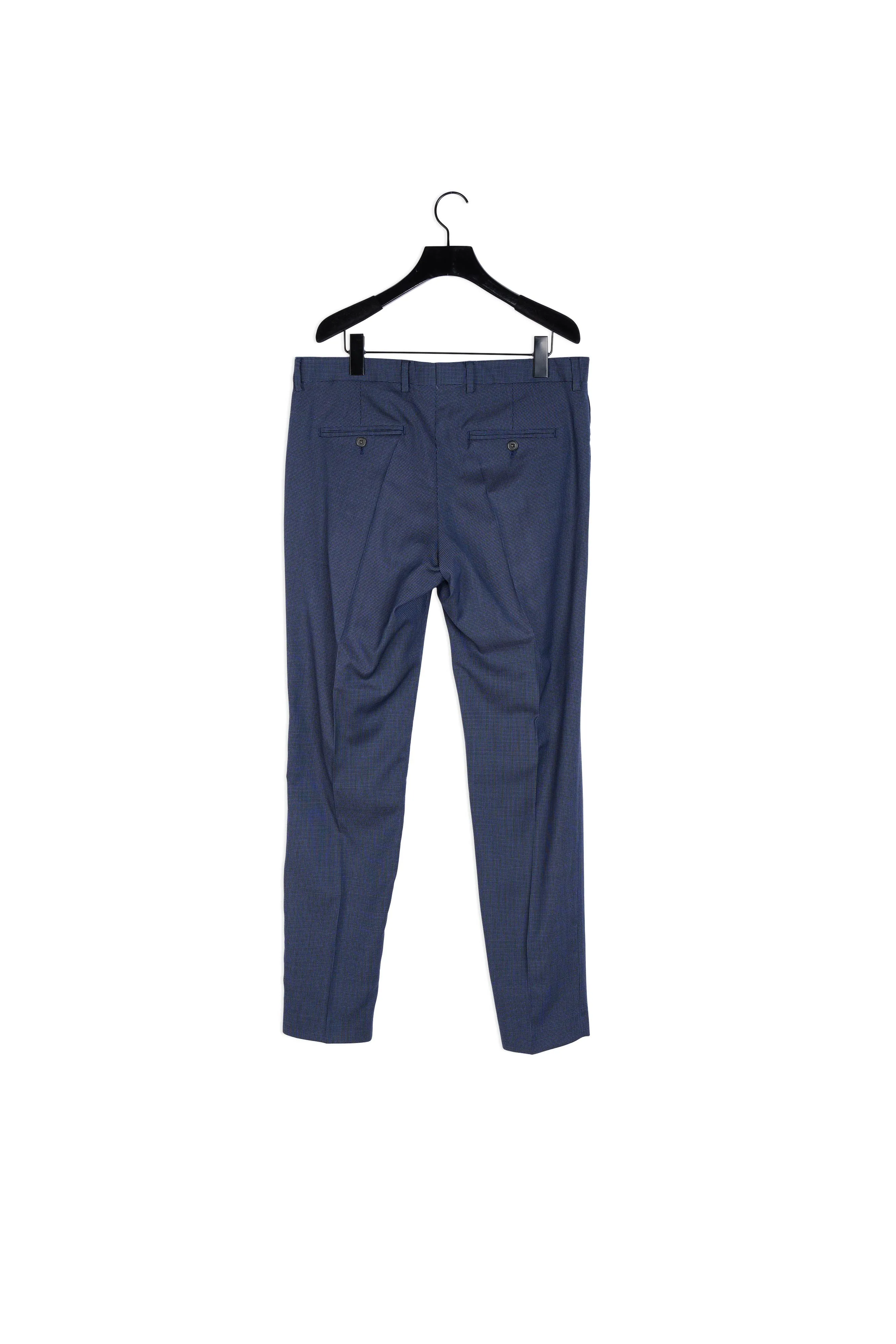 Pantalon de costume slim en laine bleu à micro carreaux
