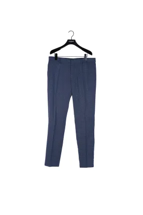 Pantalon de costume slim en laine bleu à micro carreaux