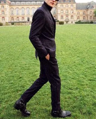 Pantalon de smoking slim bleu nuit imprimé