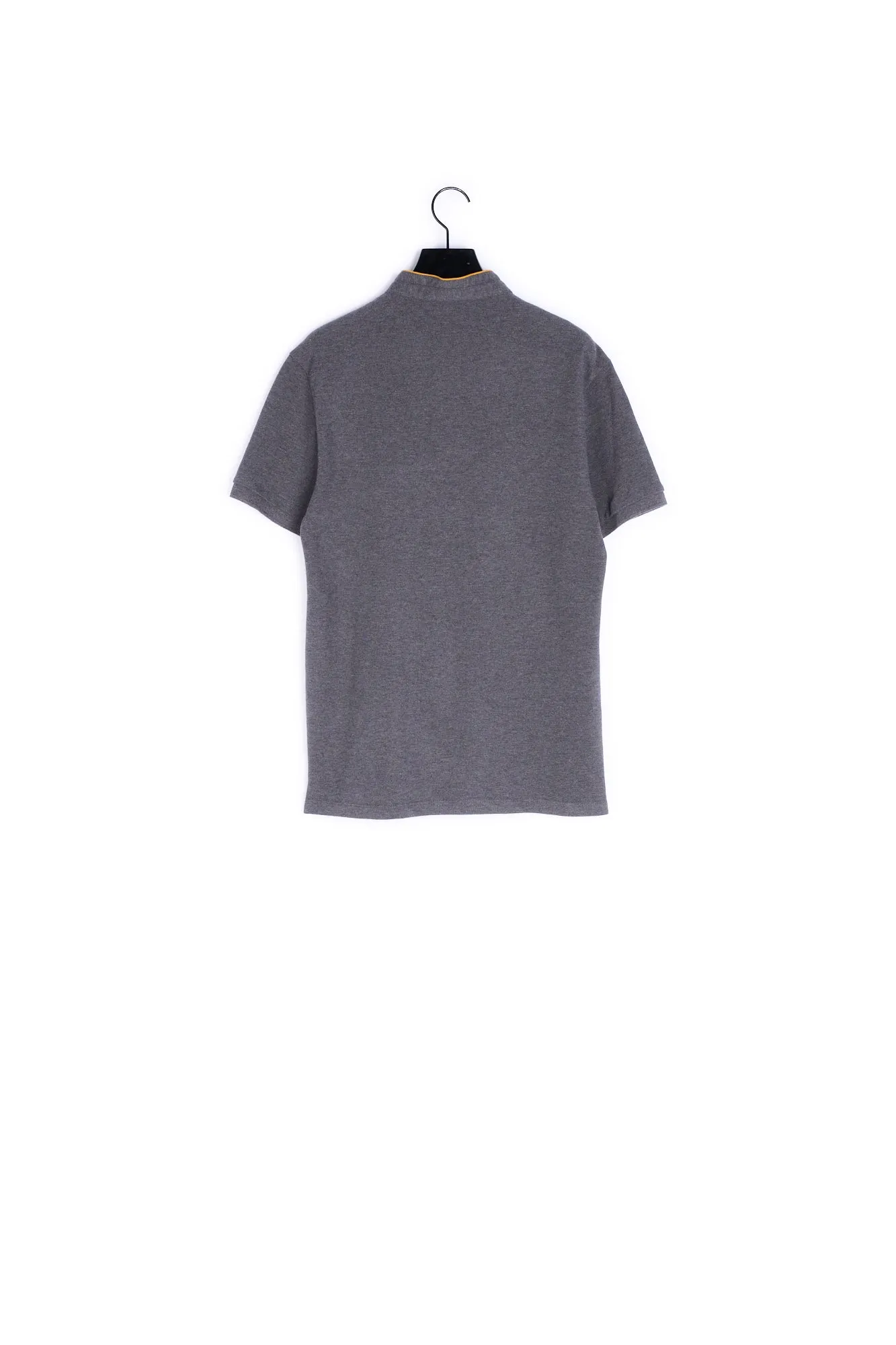 Polo slim gris foncé à liserés bleu pétrole