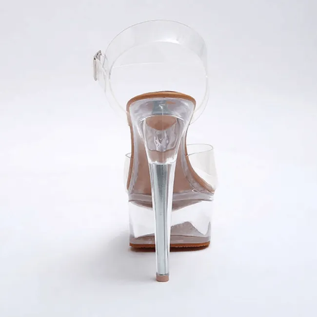 PVC Platform Open Toe Transparent High Heel Sandals