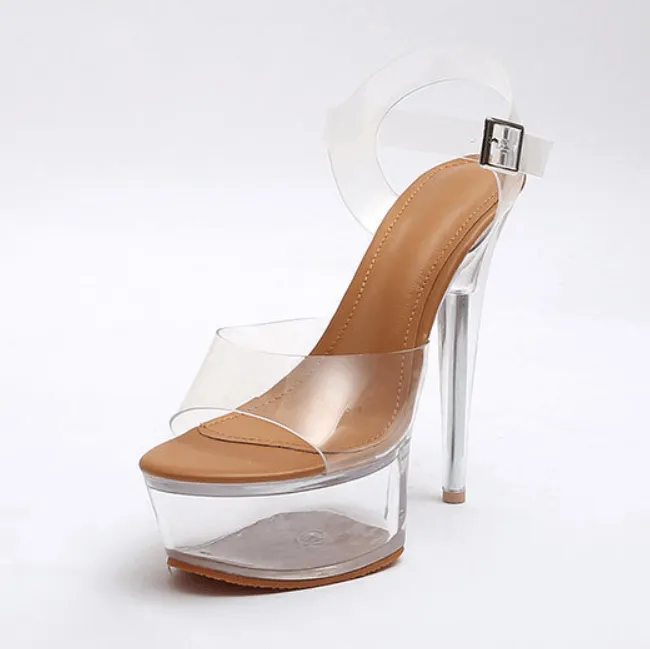 PVC Platform Open Toe Transparent High Heel Sandals