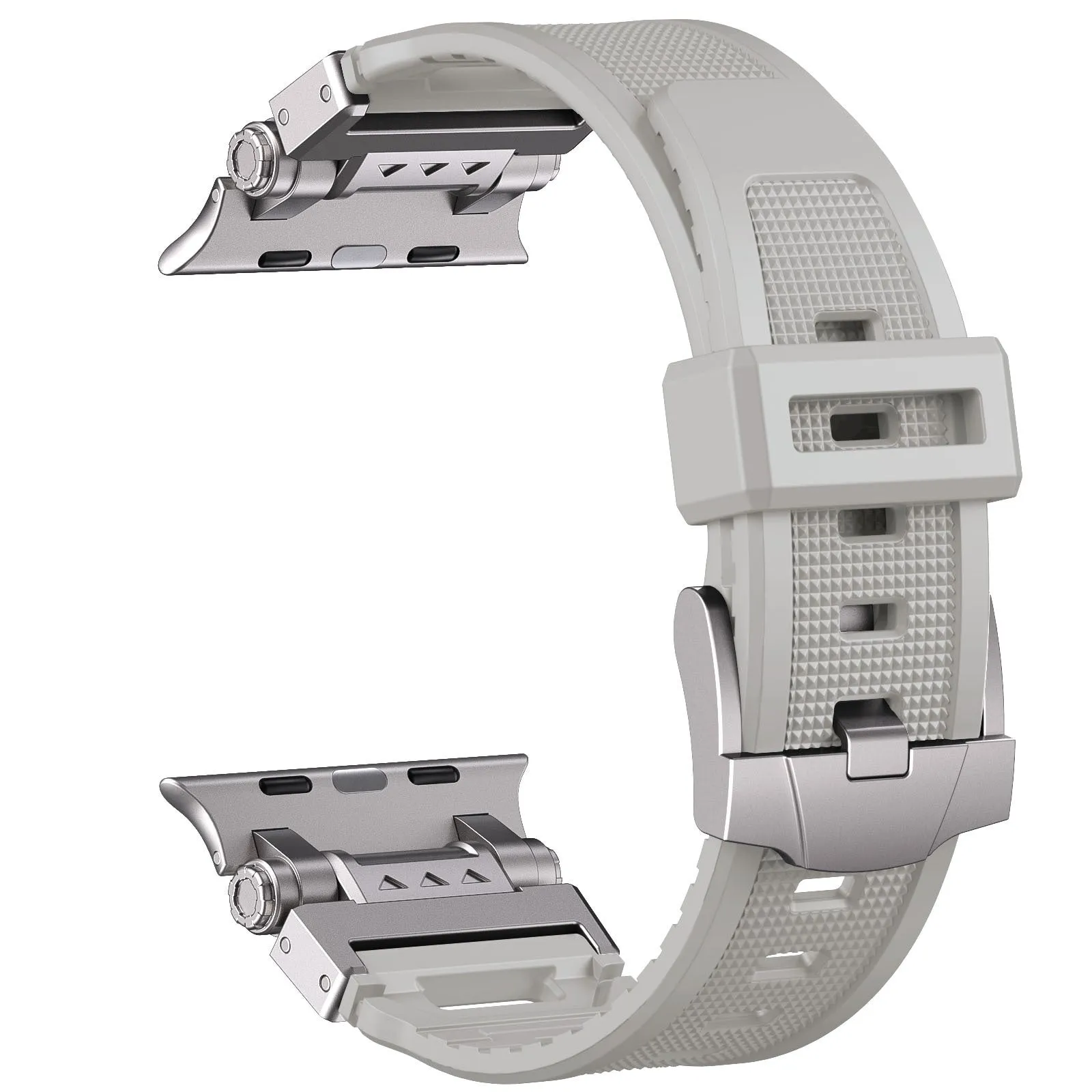 Rugged Band Sturdy Stainless Steel Connector Durable Silicone Band for iWatch Series SE2