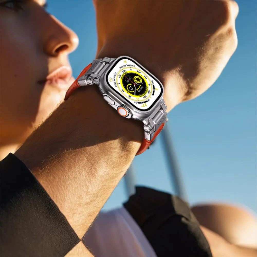 Rugged Band Sturdy Stainless Steel Connector Durable Silicone Band for iWatch Series SE2