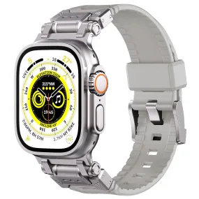 Rugged Band Sturdy Stainless Steel Connector Durable Silicone Band for iWatch Series SE2