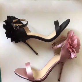 Sexy Open Toe Flower Embellished High Heel Sandals
