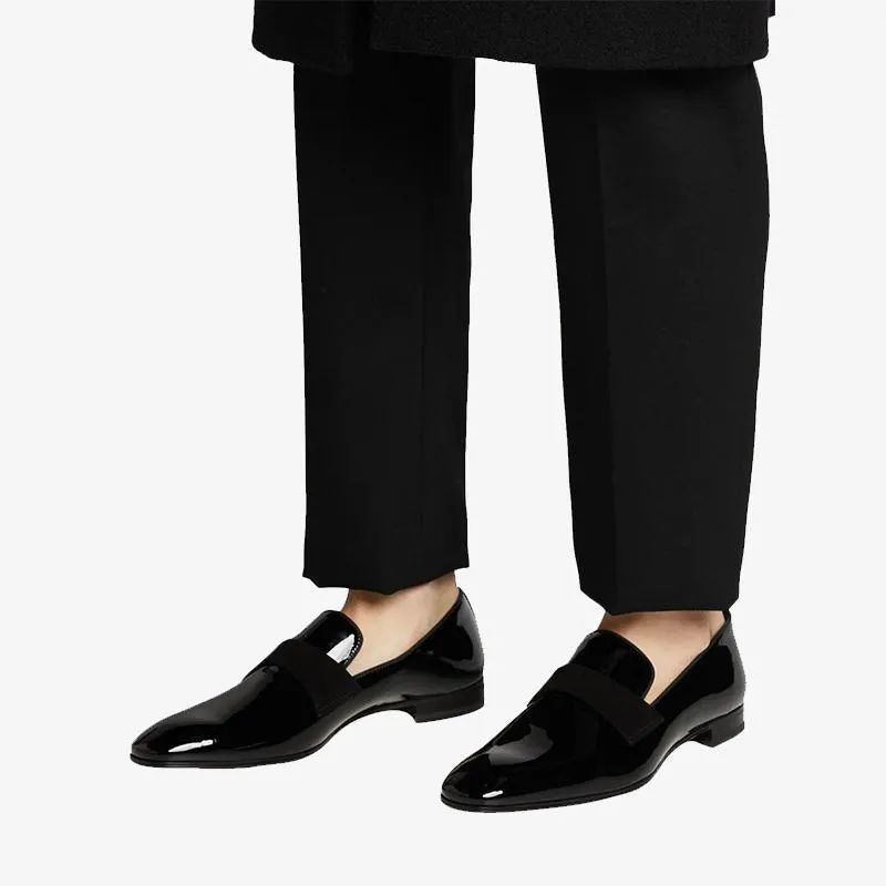Sleek Black Patent Leather Loafers