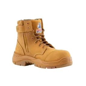 Steel Blue Wheat Argyle Zip Sided Lace Up Composite Toe Cap Safety Boot With Scuff Cap(317532) (Pre-Order)