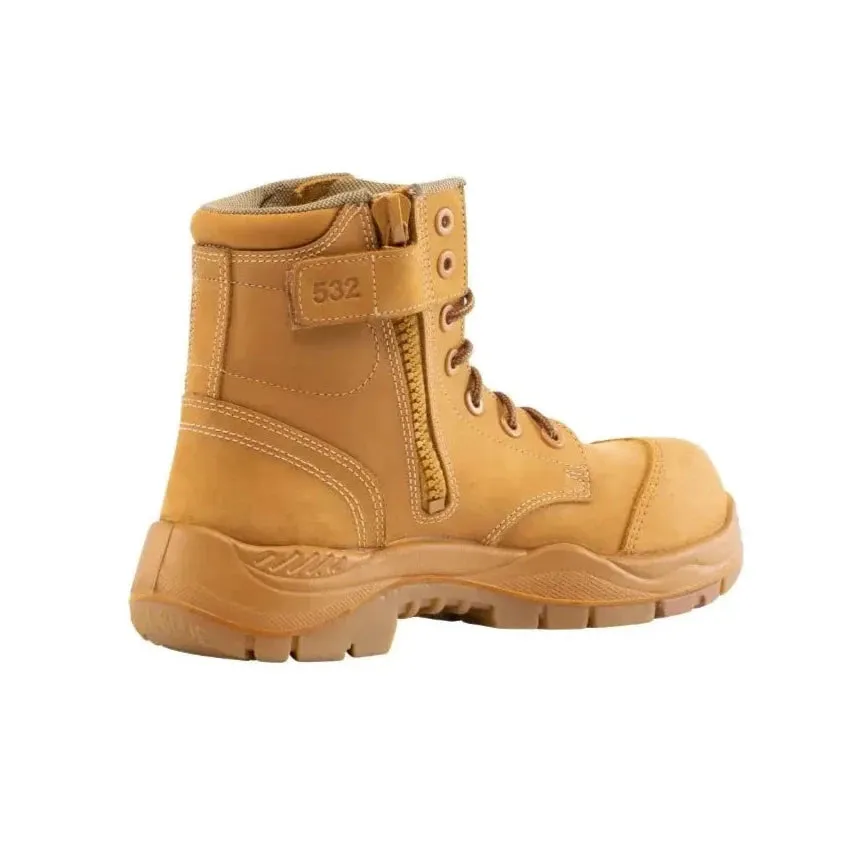 Steel Blue Wheat Argyle Zip Sided Lace Up Composite Toe Cap Safety Boot With Scuff Cap(317532) (Pre-Order)