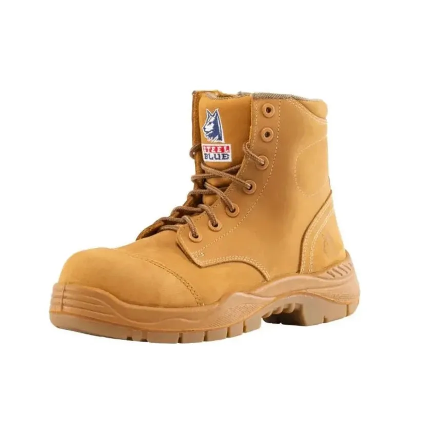 Steel Blue Wheat Argyle Zip Sided Lace Up Composite Toe Cap Safety Boot With Scuff Cap(317532) (Pre-Order)