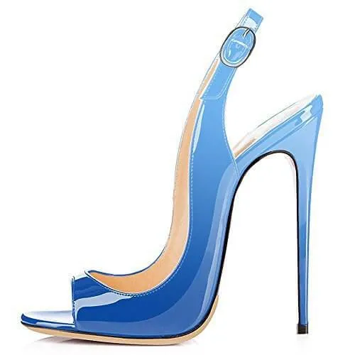 Summer Leather Gradient Peep Toe High Heel Sandals