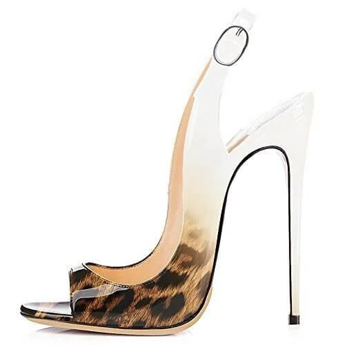 Summer Leather Gradient Peep Toe High Heel Sandals