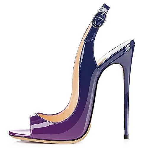 Summer Leather Gradient Peep Toe High Heel Sandals