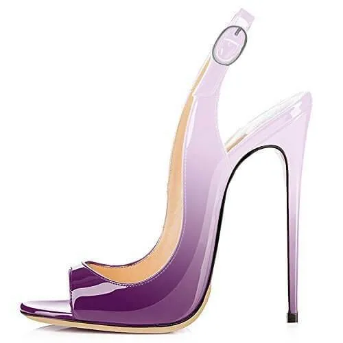 Summer Leather Gradient Peep Toe High Heel Sandals