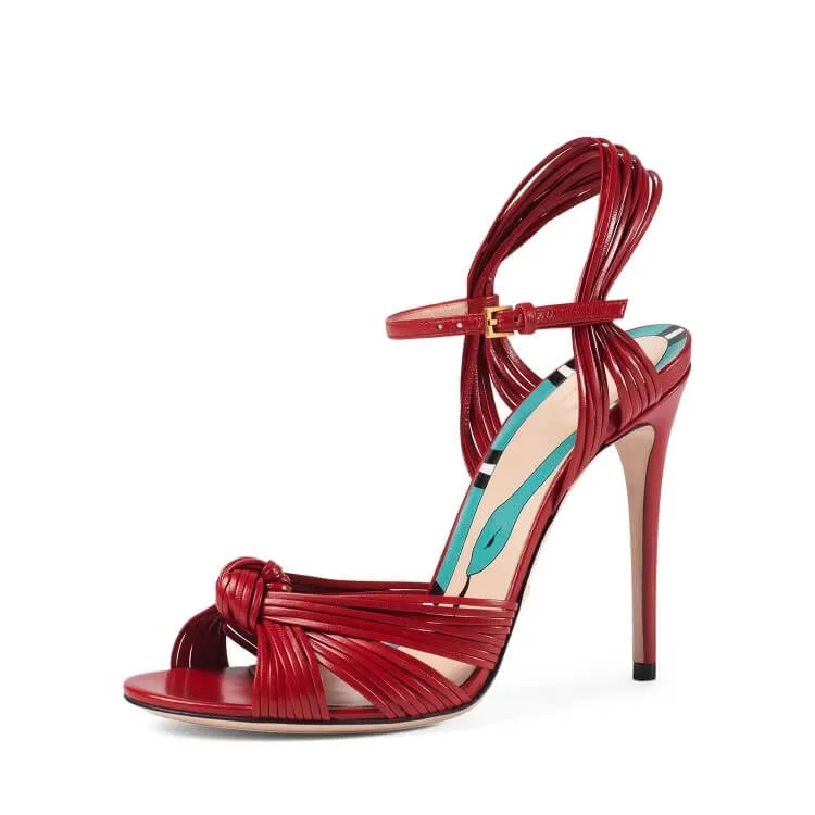 Summer Leather Open Toe High Heel Sandals