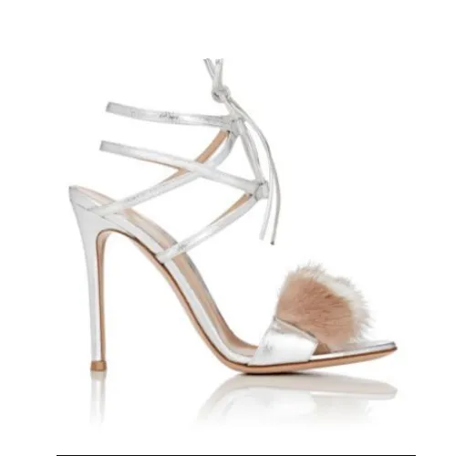 Summer Strap Fur Leather High Heel Sandals