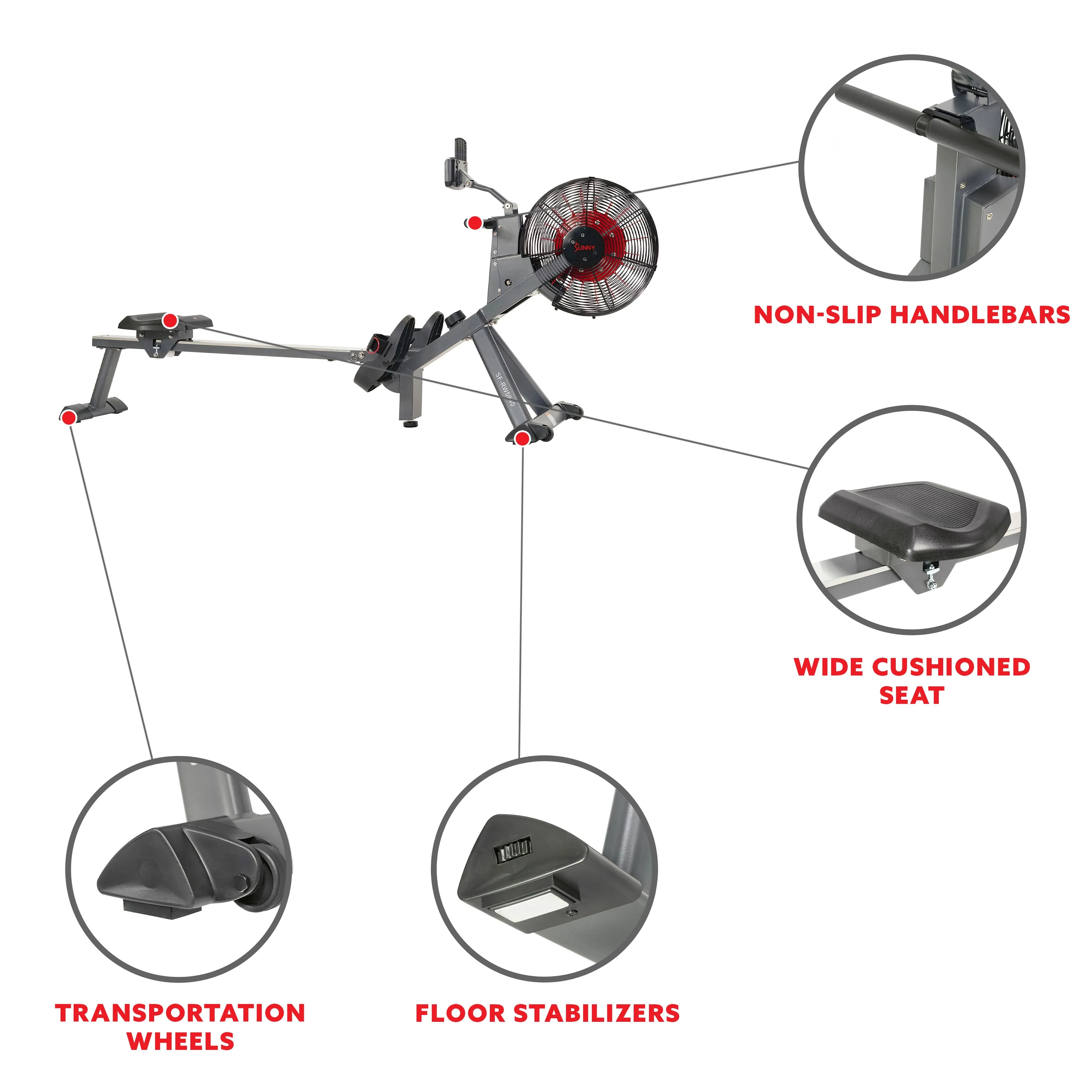 Sunny Health & Fitness Magnetic Air Rower