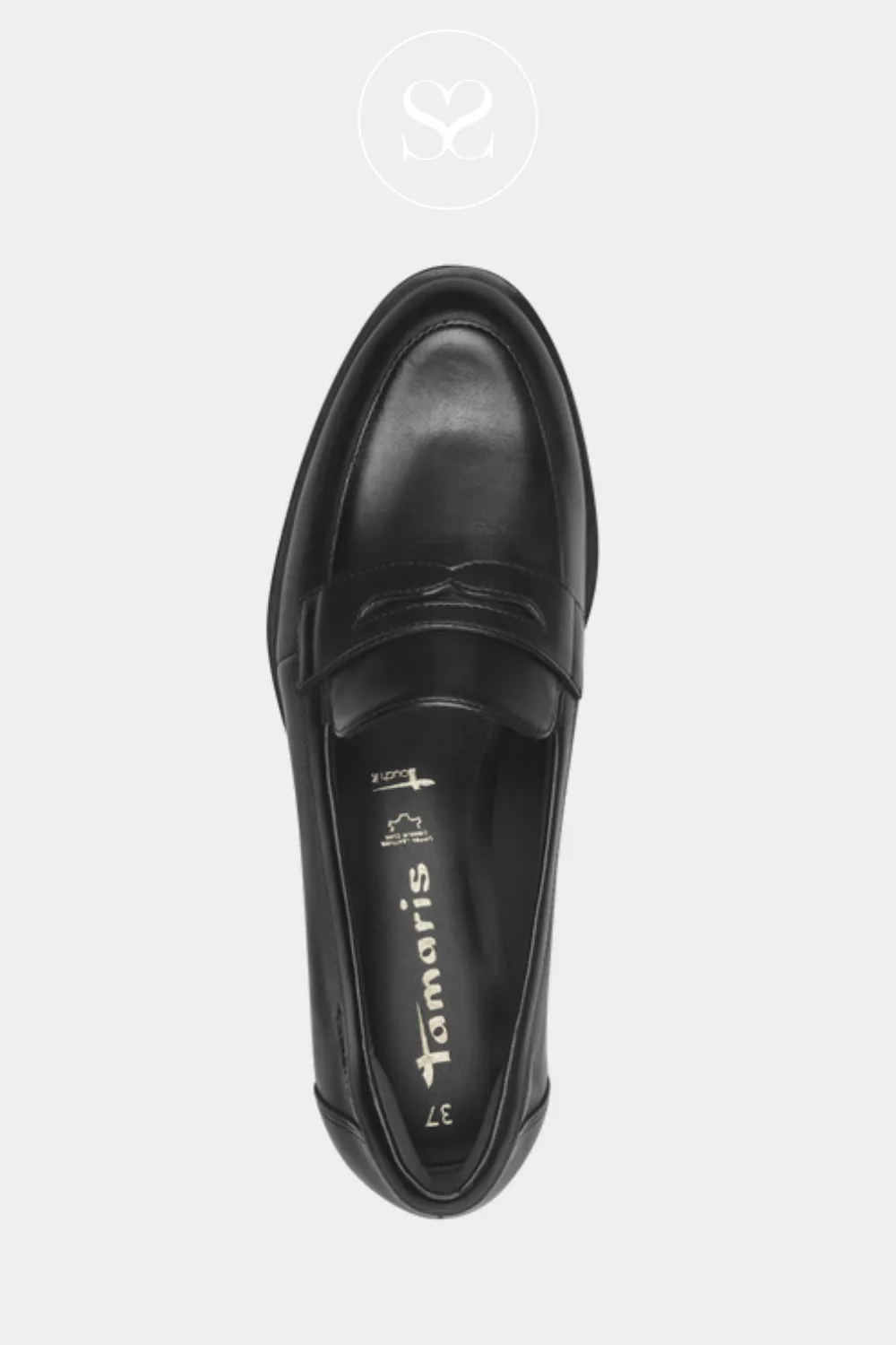 TAMARIS 1-24202-44 BLACK LEATHER BLOCK HEEL LOAFERS