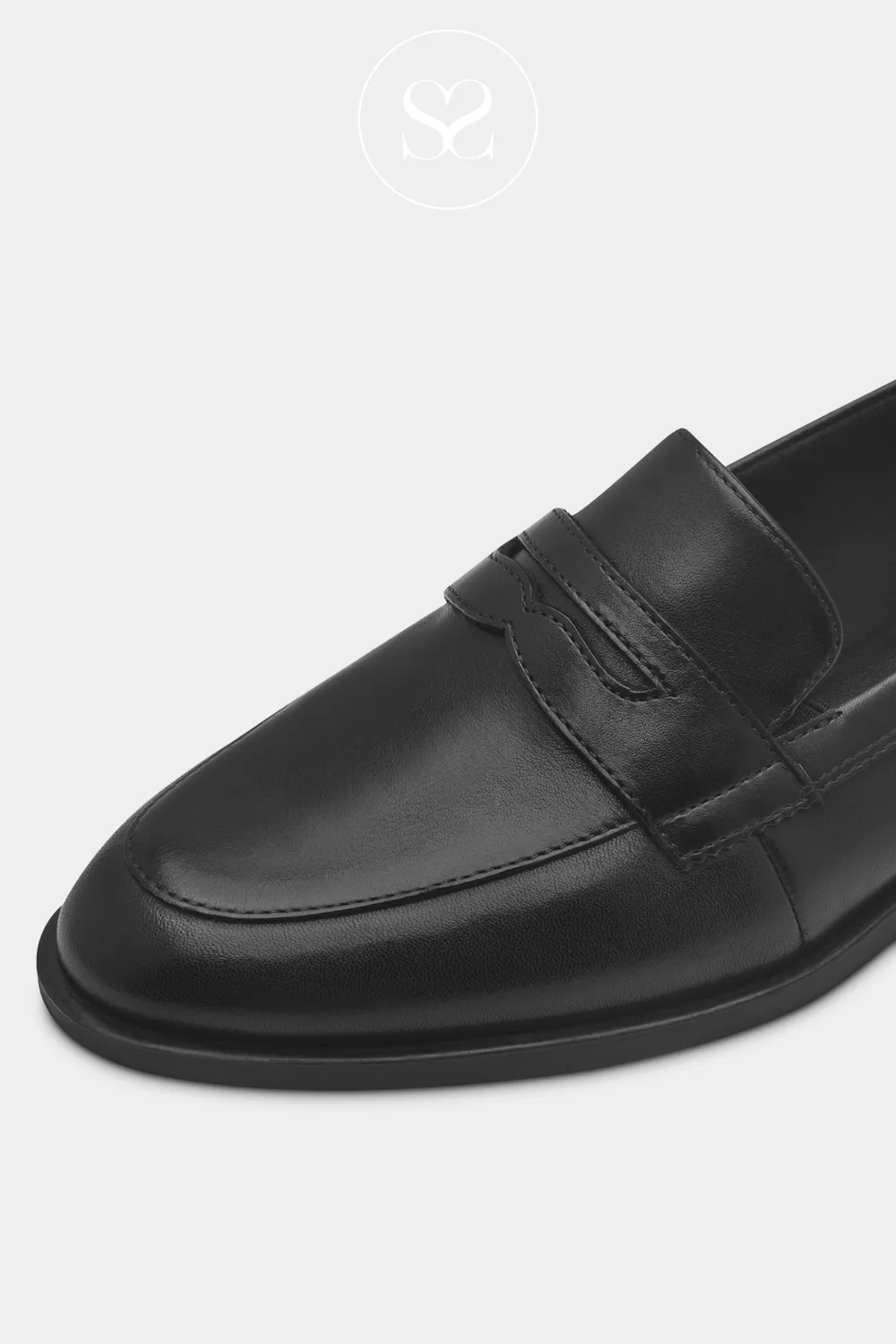 TAMARIS 1-24202-44 BLACK LEATHER BLOCK HEEL LOAFERS