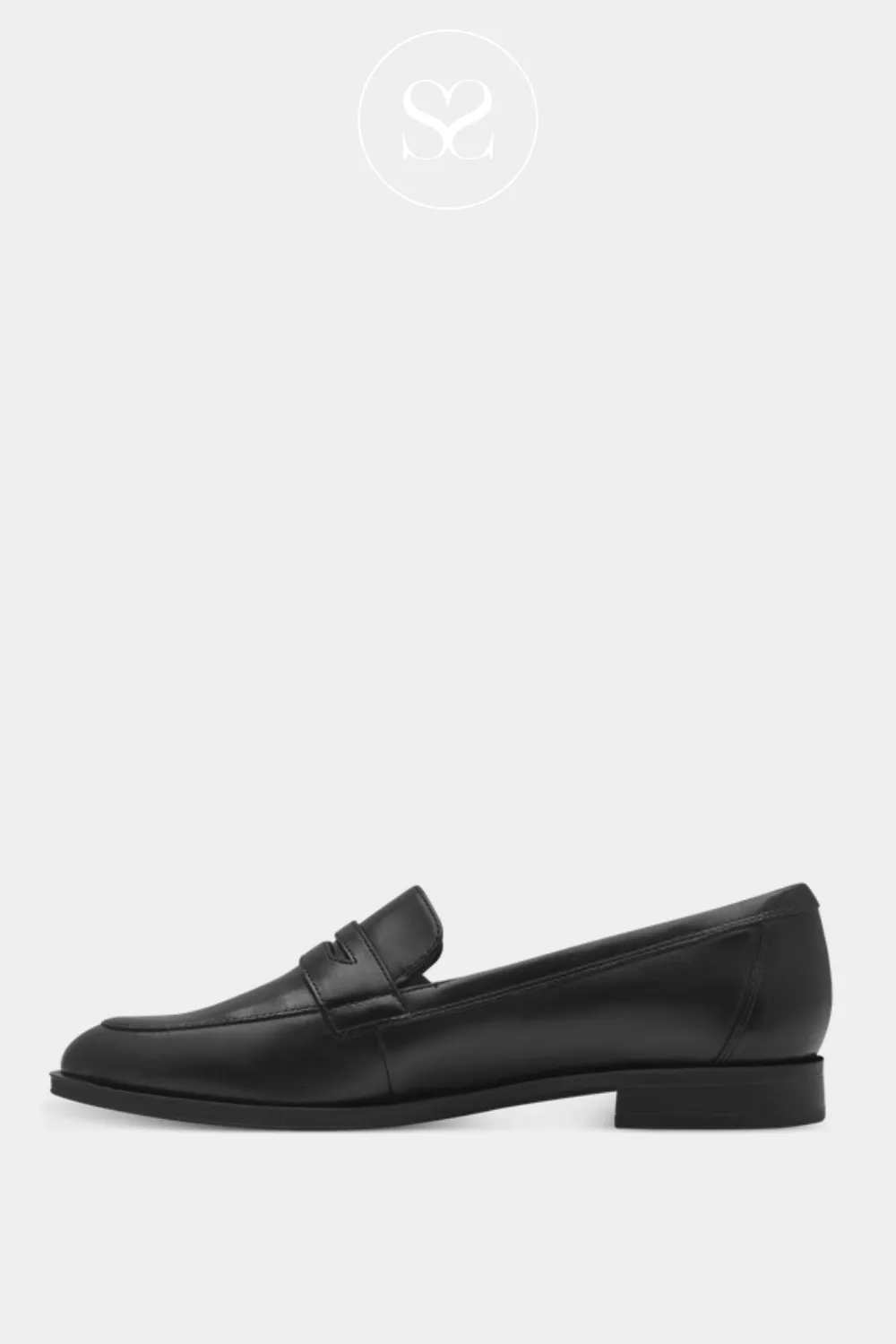 TAMARIS 1-24202-44 BLACK LEATHER BLOCK HEEL LOAFERS