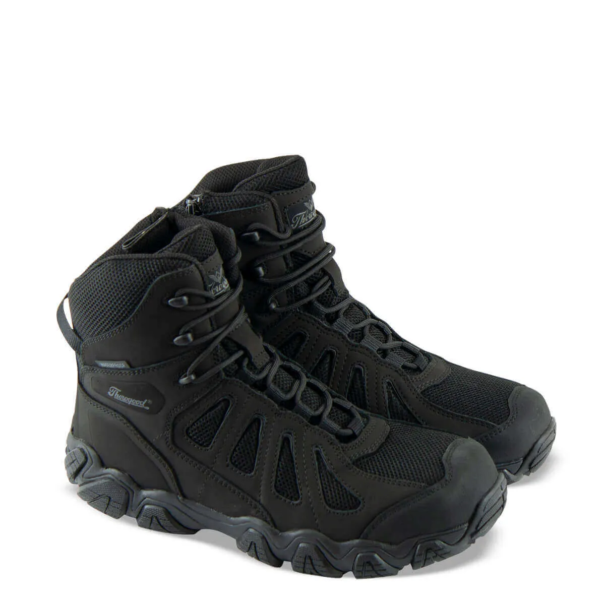 Thorogood Men's 6" Waterproof Side-Zipper Black Hiker Round Composite Toe Work Boot