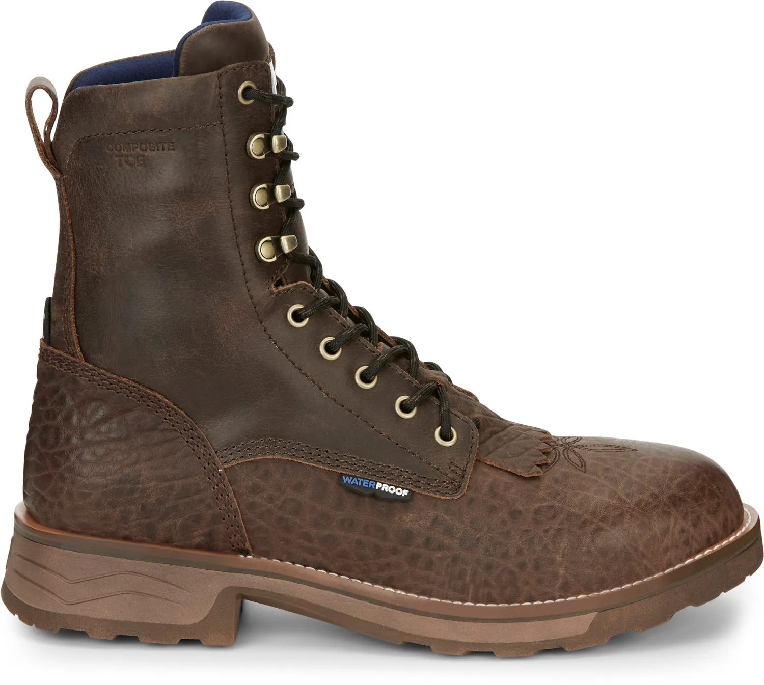 Tony Lama 8in WP CT Lacer Mens Dark Brown Timber Leather Cowboy Boots