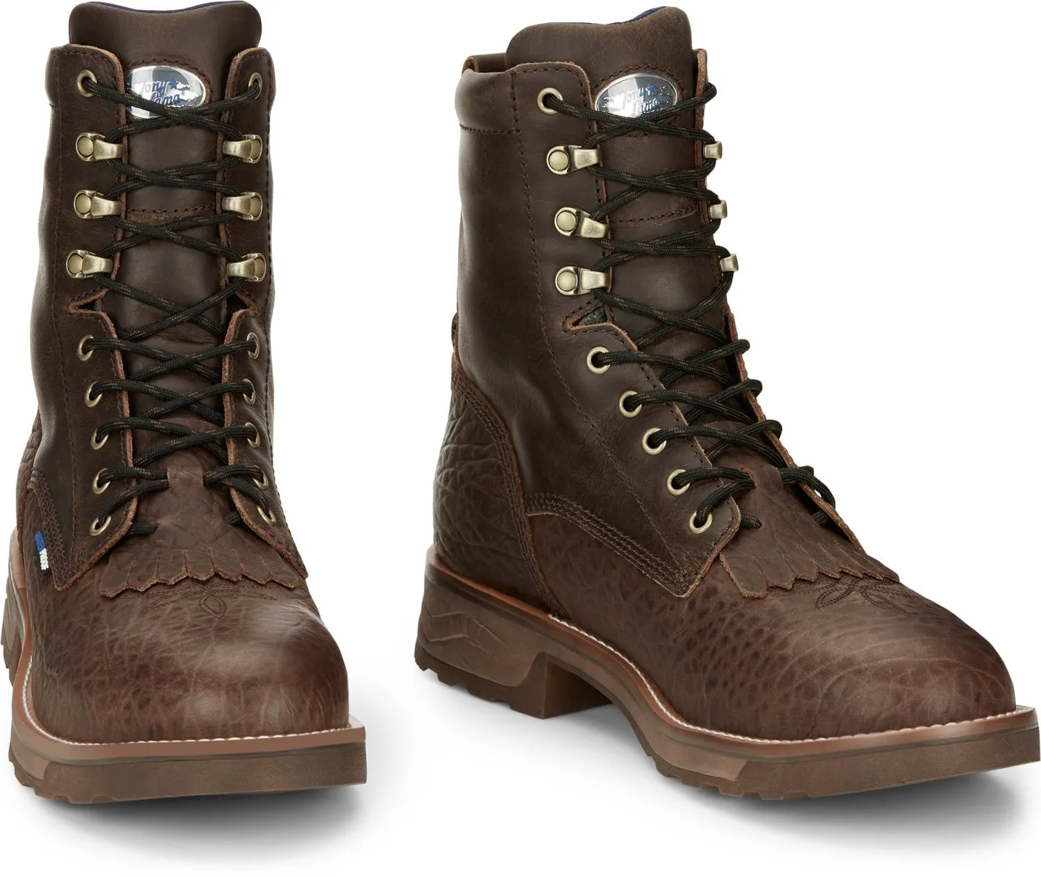Tony Lama 8in WP CT Lacer Mens Dark Brown Timber Leather Cowboy Boots