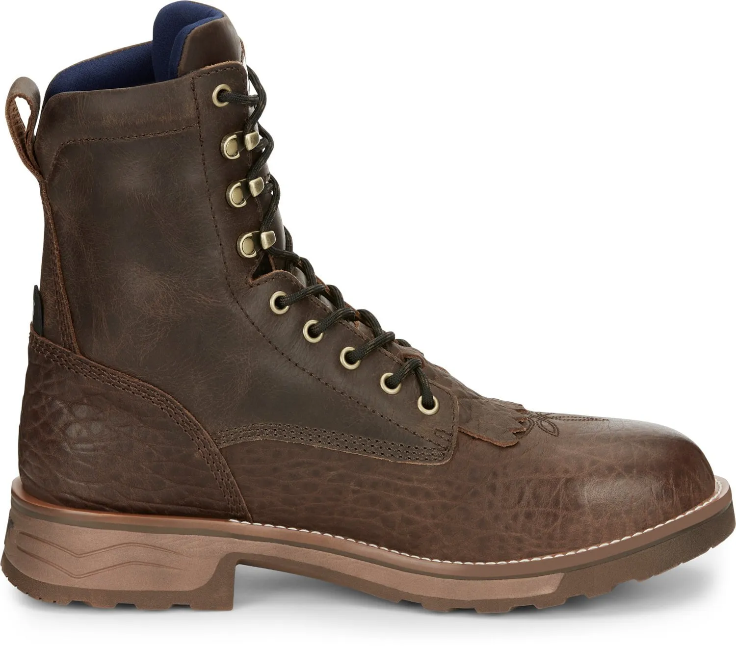 Tony Lama 8in WP CT Lacer Mens Dark Brown Timber Leather Cowboy Boots