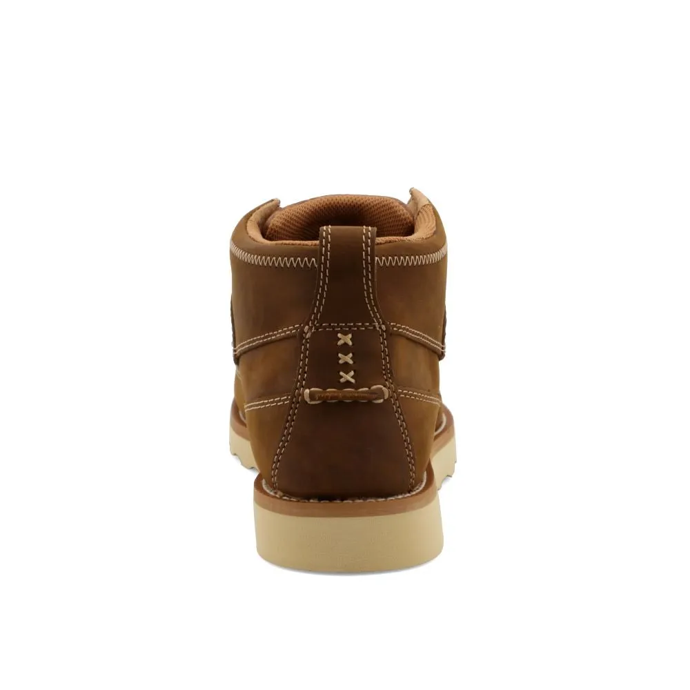 'Twisted X' Men's 4" Work Wedge Sole Comp Toe - Distressed Saddle / Cognac