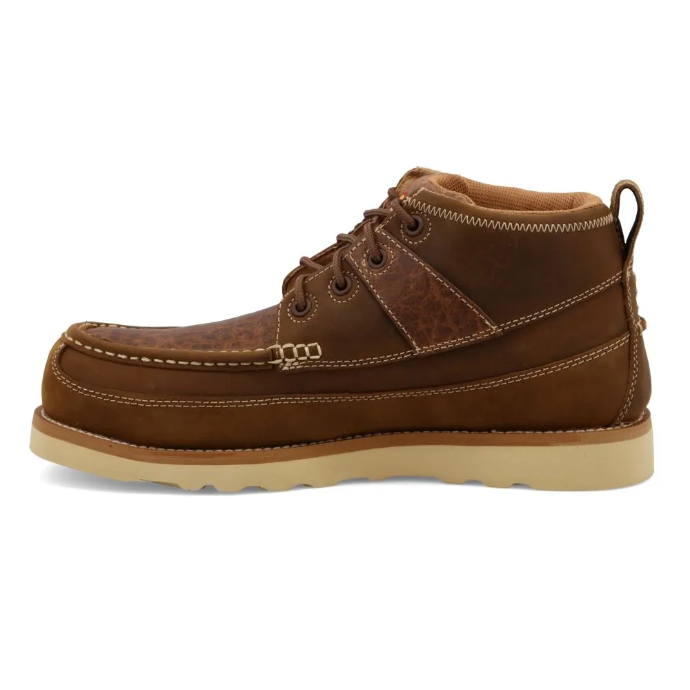 'Twisted X' Men's 4" Work Wedge Sole Comp Toe - Distressed Saddle / Cognac