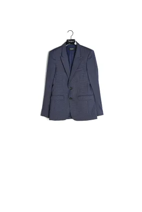 Veste de costume slim bleu clair à micro carreaux